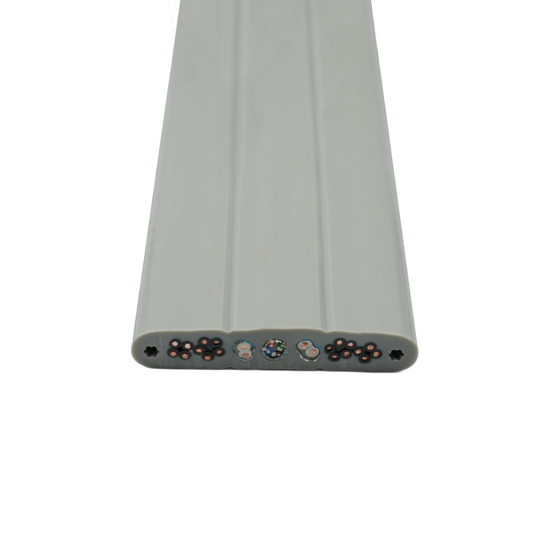 Kabel Datar Lift Selubung PVC Terisolasi PVC Inti Tembaga dengan Kawat Baja